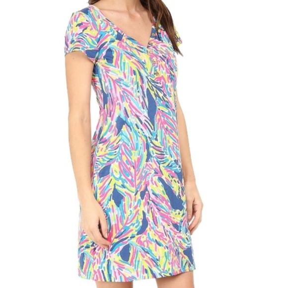 Lilly Pulitzer Dresses & Skirts - Lilly Pulitzer Palmira Dress Indigo Palm Reader Shift Dress Size Small Blue Pink